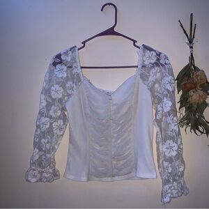 White Floral Lace Long Sleeve